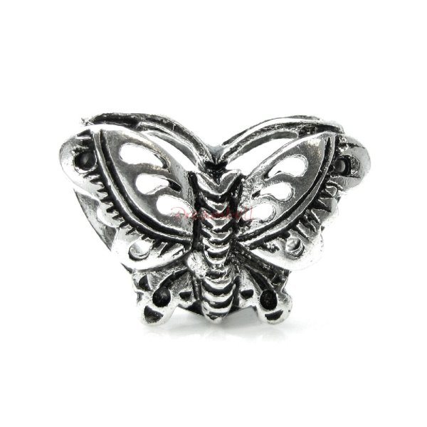 Antique 925 Sterling Silver Butterfly Bead Spacer Charm Pendant Link Connector Slide