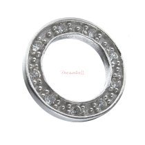 Rhodium on 925 Sterling Silver 15mm Round Clear CZ Crystal Bead Spacer Charm Pendant Link Connector