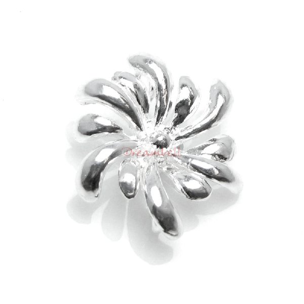 1x Bright Sterling Silver Wildflower Link Connector