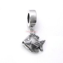1x Antique 925 Sterling Silver Tropical Reef Angel Fish Dangle Pendant for European Charm Bracelets