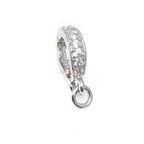 1x Rhodium on Sterling Silver Clear CZ Crystal Interchangeable Bail Pendant Clasp Connector Slider