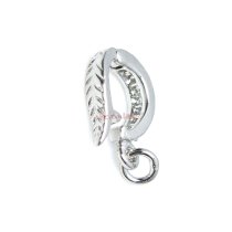 1x Rhodium on Sterling Silver Clear CZ Crystal Interchangeable Bail Pendant Clasp Connector Slider