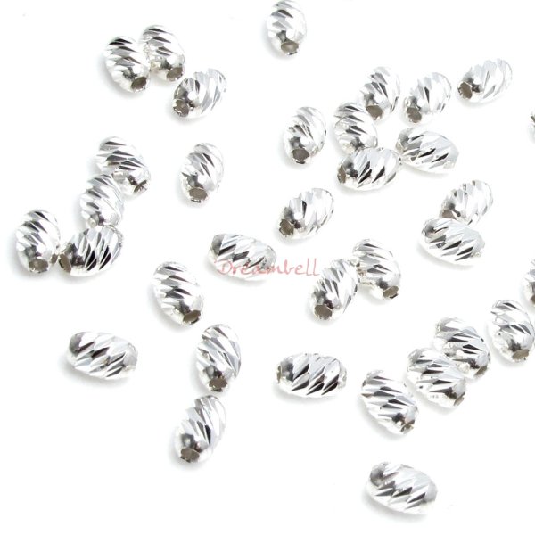 10x Sterling Silver Oval Ellipse Mirror Cut Twisted Tube Bead Spacer 4.5mm x 3mm