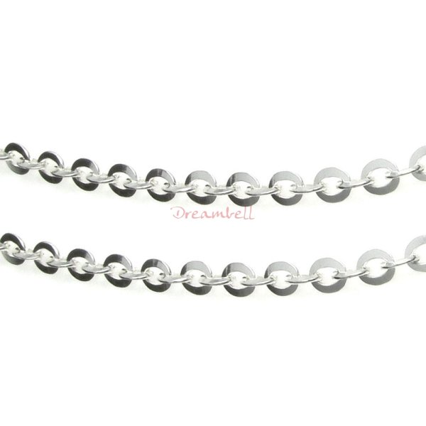 12" Sterling Silver 2mm Flat Oval Ring Bead Link Footage Chain