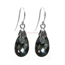 2x Sterling Silver Teardrop Silver Night Crystals Earring Hook Dangle Earrings Using Swarovski Elements Crystal