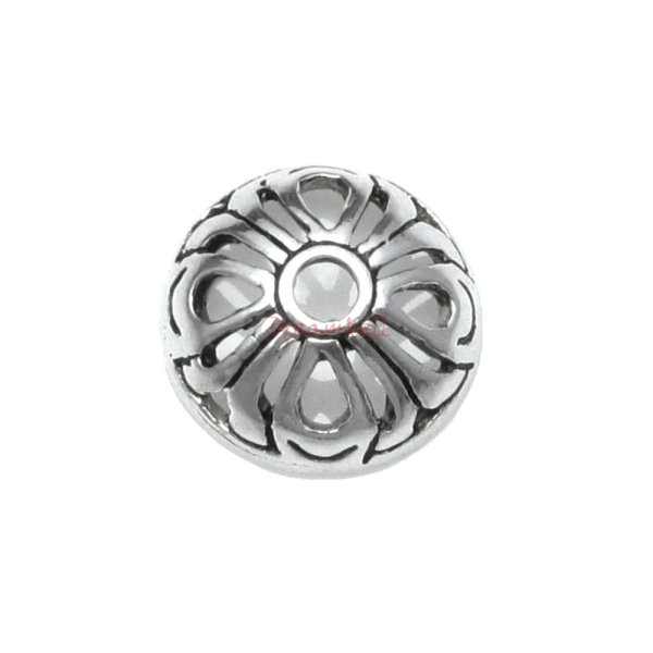 2x Antique 925 Sterling Silver Round Filigree Flower Pearl Bead Cap 7mm