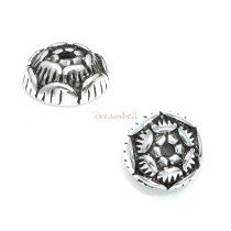 2x Bali 925 Sterling Silver Round Rose Flower Bud Bead Cap 6mm
