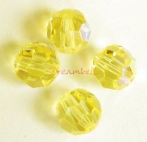 6x Swarovski Crystal Elements Round Faceted 5000 Lt Topaz AB 8mm