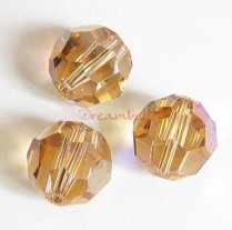 6x Swarovski Crystal Elements Round Faceted 5000 Lt Colorado Topaz AB 8mm