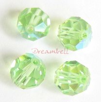 6x Swarovski Crystal Elements Round Faceted 5000 Chrysolite AB 8mm