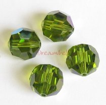 6x Swarovski Crystal Elements Round Faceted 5000 Olivine AB 8mm