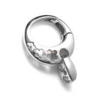 1x Rhodium on 925 Sterling Silver Plum Flower Triggerless Lobster Clasp Bead Charm Connector Bail