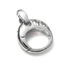 1x Rhodium on 925 Sterling Silver Plum Flower Triggerless Lobster Clasp Bead Charm Connector Bail