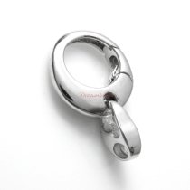 1x Rhodium on 925 Sterling Silver Plain Round Triggerless Lobster Clasp Charm Pendant Connector Bail