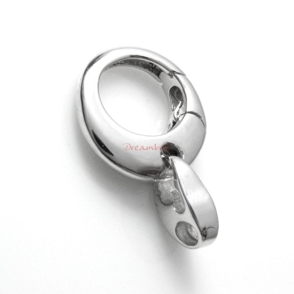 1x Rhodium on 925 Sterling Silver Plain Round Triggerless Lobster Clasp Charm Pendant Connector Bail