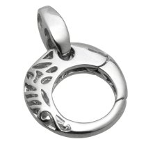 1x Rhodium on 925 Sterling Silver Flower Filigree Round Triggerless Lobster Clasp Charm Pendant Connector Bail