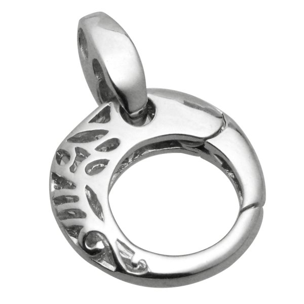 1x Rhodium on 925 Sterling Silver Flower Filigree Round Triggerless Lobster Clasp Charm Pendant Connector Bail