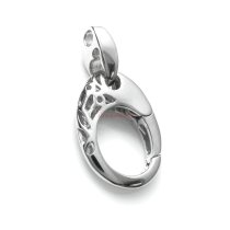 1x Rhodium on 925 Sterling Silver Filigree Flower Oval Triggerless Lobster Clasp Charm Pendant Connector Bail