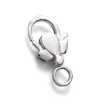 1x Rhodium on 925 Sterling Silver Flower Angel Large Trigger Lobster Clasp Bead Charm Connector Bail