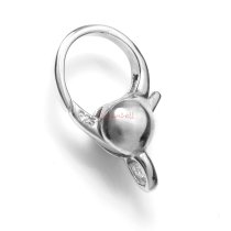 1x Rhodium on 925 Sterling Silver Large Trigger Lobster Clasp Bead Charm Connector Bail