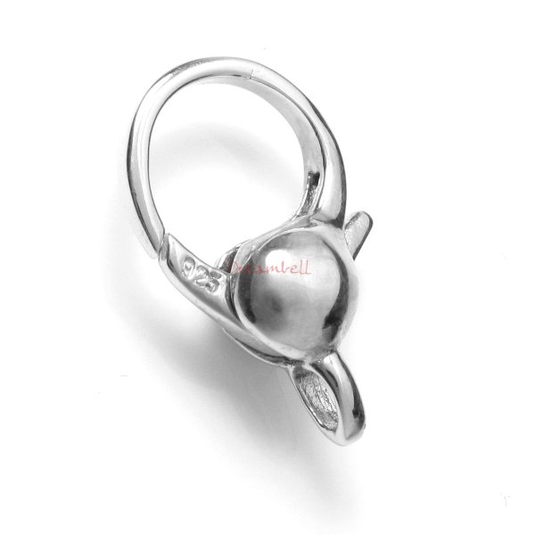 1x Rhodium on 925 Sterling Silver Large Trigger Lobster Clasp Bead Charm Connector Bail