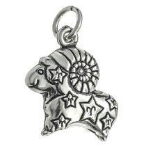 1 x 925 Sterling Silver Aries Zodiac Horoscope Star Dangle Charm Pendant