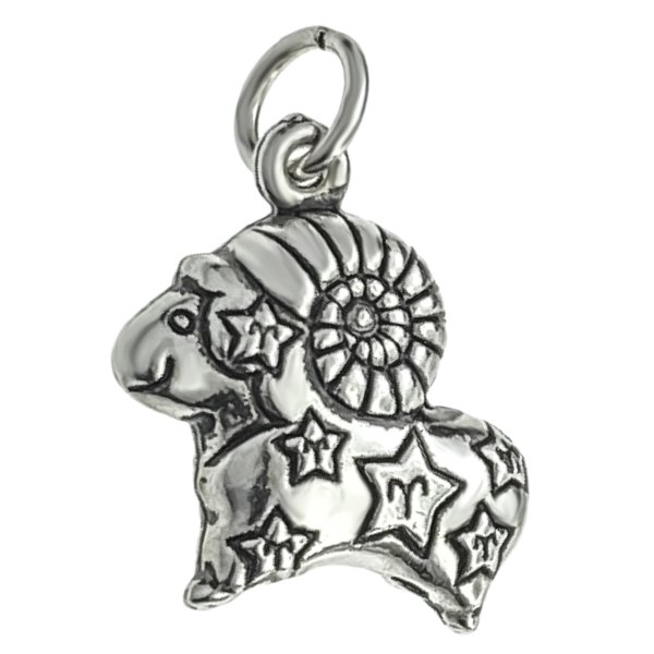 1 x 925 Sterling Silver Aries Zodiac Horoscope Star Dangle Charm Pendant