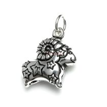 1 x 925 Sterling Silver Aries Zodiac Horoscope Star Dangle Charm Pendant