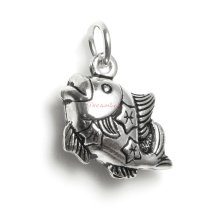 1 x 925 Sterling Silver Pisces Zodiac Horoscope Star Dangle Charm Pendant