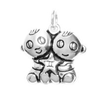 1 x 925 Sterling Silver Gemini Zodiac Horoscope Star Dangle Charm Pendant