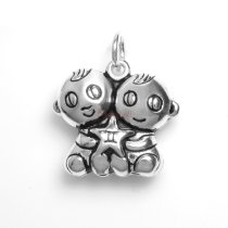 1 x 925 Sterling Silver Gemini Zodiac Horoscope Star Dangle Charm Pendant