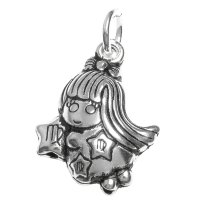 1 x 925 Sterling Silver Virgo Zodiac Horoscope Star Dangle Charm Pendant