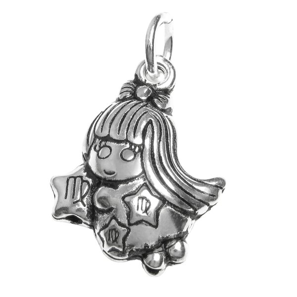 1 x 925 Sterling Silver Virgo Zodiac Horoscope Star Dangle Charm Pendant