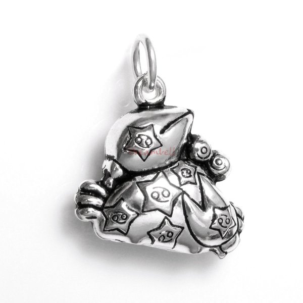 1 x 925 Sterling Silver Cancer Zodiac Horoscope Star Dangle Charm Pendant