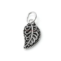 1 x Antique 925 Sterling Silver Bali Dot Tree Leaf Dangle Charm Pendant