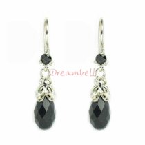 2x Sterling Silver Briolette Jet Black Crystals Butterfly Dangle Earrings Using Swarovski Elements Crystal