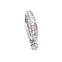 1 x Rhodium on Sterling Silver Clear CZ Crystal Interchangeable Bail Pendant Clasp Pearl Enhancer Shortener with Secure Lock
