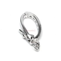 1 x Rhodium on Sterling Silver Clear CZ Crystal Interchangeable Bail Pendant Clasp Pearl Enhancer Shortener with Secure Lock