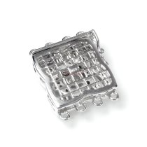 1x Rhodium Plated Sterling Silver Filigree Flower 4 Strands Pearl Box Micro Pave CZ Crystal Clasp 18mm