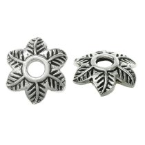 2x Antique 925 Sterling Silver Bali Flower Tree Leaf Pearl Bead Cover Cap 8mm
