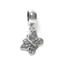 1x Antique 925 Sterling Silver Filigree Butterfly Dangle Pendant for European Charm Bracelets