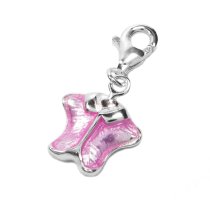 1x 925 Sterling Silver Pink Enamel Baby Bodysuit Shirt Dangle Bead Pendant for European Lobster Clip on Charm Bracelets