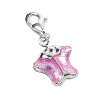 1x 925 Sterling Silver Pink Enamel Baby Bodysuit Shirt Dangle Bead Pendant for European Lobster Clip on Charm Bracelets