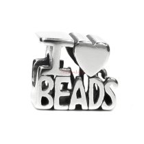1x Antique 925 Sterling Silver I Love Beads Bead for European Charm Bracelets