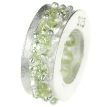 Sterling Silver ROUND RING Peridot CZ crystals Bead for European Charm Bracelets
