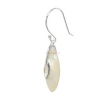 2x 925 Sterling Silver Mother of Pearl MOP Charm Dangle French Hook Earwire Earring