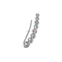 1x Rhodium on 925 Sterling Silver Clear CZ Crystal Dots Earring Cuff French Hook Earwire for Left Ear
