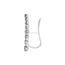 1x Rhodium on 925 Sterling Silver Clear CZ Crystal Dots Earring Cuff French Hook Earwire for Left Ear