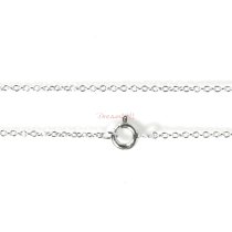 Rhodium on 925 Sterling Silver Clear CZ Crystal Bail White Fresh Water Pearl Charm Dangle Pendant with Oval Ring Chain Lariat Necklace 24"