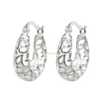 2x 925 Sterling Silver Bali Filigree Flower Ring Hoop Huggie Earring Set Earwire (Small)